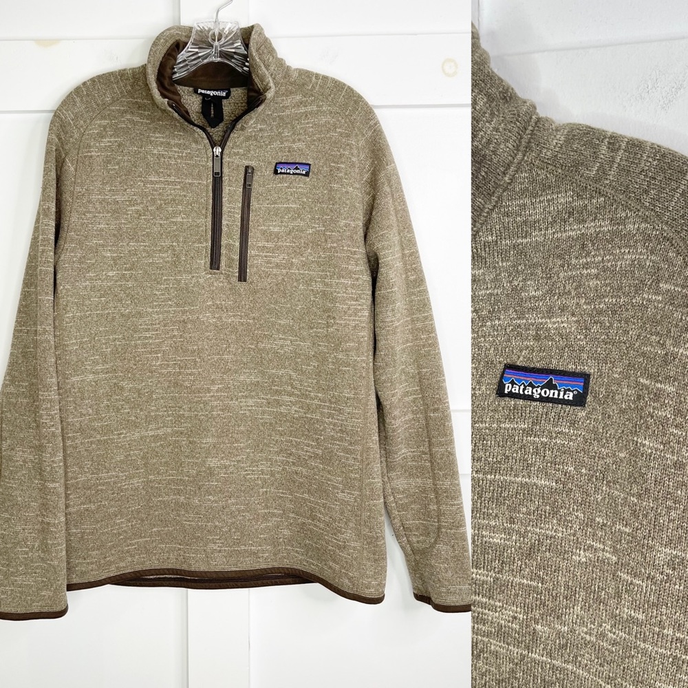 Patagonia Men’s Medium Brown and Tan Quarter Zip Pullover Sweater